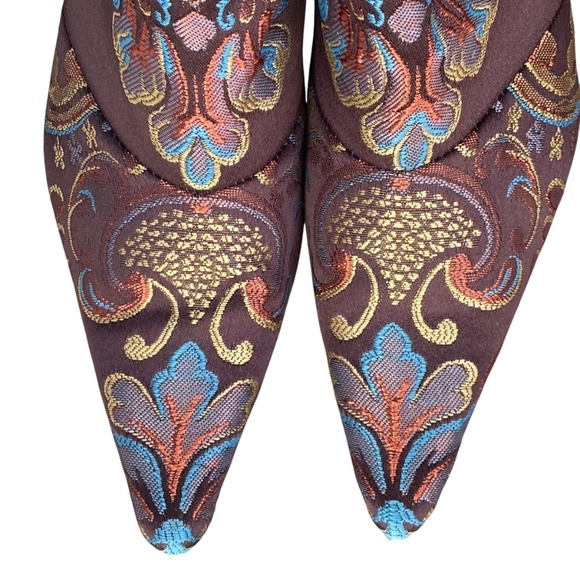 ROCKWELL THARP Signed Brocade Booties Chocolate Gold Turquoise Size 38 - Picture 11 of 11